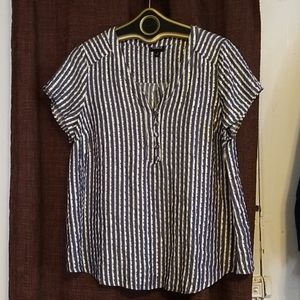 Torrid Blouse w/gold and blue stripes